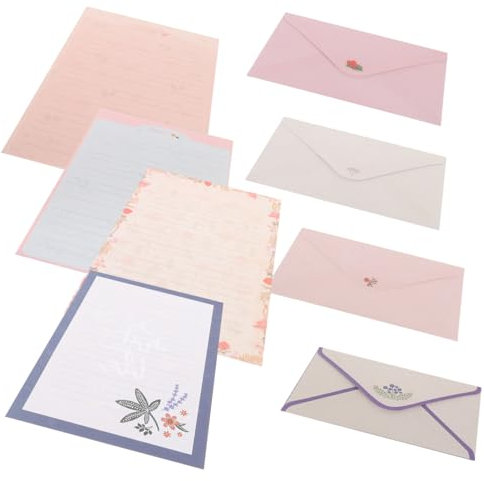 HAPINARY 4sätze Aesthetisches Blumen Briefpapier Mit Cartoon Briefumschlag Kit Für Geschäftseinladungen Partyglückwünsche Dankesschreiben Glatter Schreibfläche