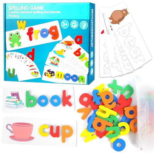 Zefphxs Buchstaben Lernen Lernspiele, Montessori Spielzeug ab 3 4 5 6 7 8 Jahre Junge, Steckpuzzle Holz Montessori Spielzeug Vorschule Spiele ab 3-8 Jahre Junge und Mädchen Einschulung Geschenk