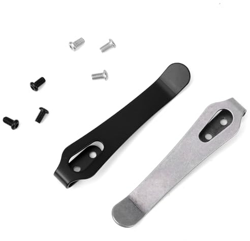 Gosknor 2pcs Stainless Steel Pocket Clip, 2.36 Inch Length Deep Carry Pocket Clip Replacement with Screws Knife Holder Tools Accessories for Men