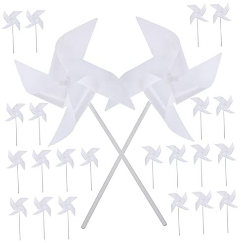 TOYANDONA 24pièces Moulin à Vent Blanc Plastique Non Peint pour Garçon Fille Jouet DIY Peinture Créative Moulinet Quatre Activité Manuelle Et Éducative