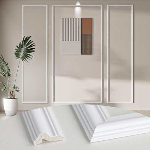 Arthome Kit Molduras Precortadas para Paredes 3 Marcos,Paneles Prefabricados para Decoración Paredes Interiores,Paneles Decorativos para Paredes Salones Dormitorios,Instalan con Pegamento(curvo)