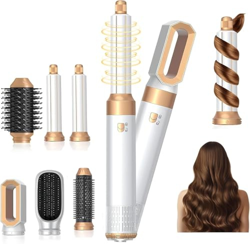 6-in-1 Multi-Airstyler mit Auto-Wrap Lockenstab und Warmluftbürste | Für Trocknen, Glätten, Volumen und Locken, mit Rundbürstenföhn und Auto-Wrap-Lockenstab für vielseitiges Styling