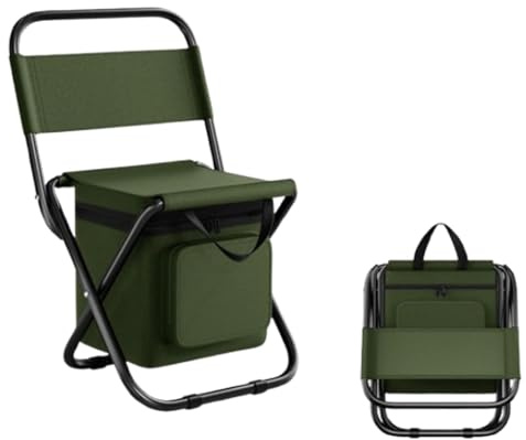Vikbar fiskestol med kylväska, ultralätt slitstarkt Oxford-tyg, robust stålram för camping, fiske, picknick, strand