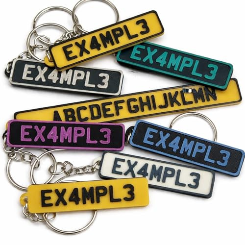 Custom Number Plate Keyring 3D Printed | Personalised Any Text | Reg Plate Style | Novelty Car Gift