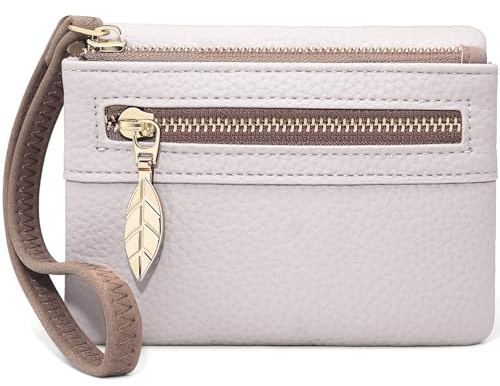 HNOOM Petit Porte Monnaie Femme, Porte Feuille pour Femme Cuir PU (Beige)