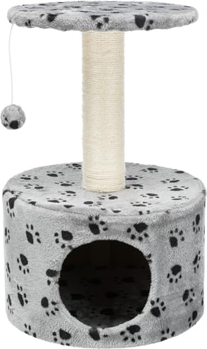 TRIXIE Katzen-Kratzbaum Toledo, für Junge & kleine Katzen – 61 cm, grau | Robuste Sisal-Kratzflächen und weiche Polster – bietet Kratzspaß, Spiel und entspannten Rückzug für Katzen