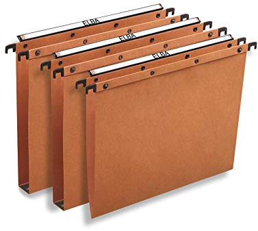 Elba 100330314 - Cartelle Sospese per Cassetto, 25 pezzi, Interasse 39, Fondo U, , Arancione