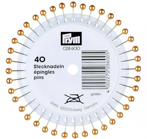 Prym 028600 Perlkopf-Stecknadeln 0,58 x 40 mm goldfarbig, Gold