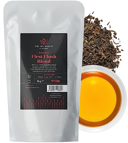 Darjeeling Tea Loose Leaf – Natural First Flush Indian Black Tea – Sweet, Fruity & Muscatel with Subtle Orange Blossom Notes – 1kg by The Tea Makers of London