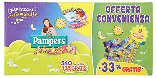 Pampers Sole e Luna Salviettine - 540 Pezzi