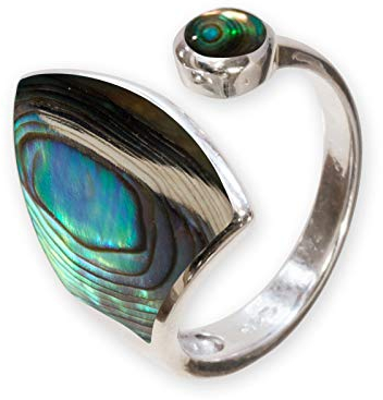 Fly Style Damenring Silber 925, Offener Ring mit Muschel oder Stein Inlays, Größe verstellbar, Pauamuschel
