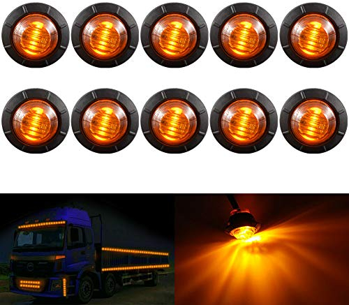 KATUR 3/4 runde LED Vorne Hinten Seitenmarkierungsanzeigen Licht wasserdichte Kugel Abstand Licht 12 V für Auto LKW (Bernstein)