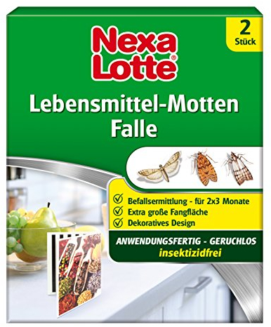 Nexa Lotte Lebensmittel-Motten Falle, Mottenbekämpfung, insektizidfreie Klebefalle gegen Nahrungsmittelmotten, 2 Fallen, Blau