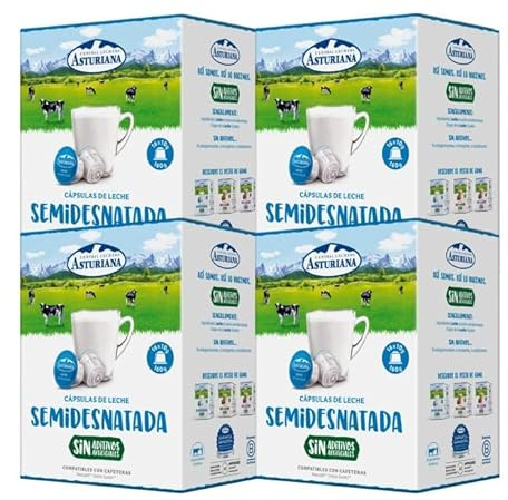 Central Lechera Asturiana Cápsulas de Leche Semidesnatada, 4 x 16 cápsulas