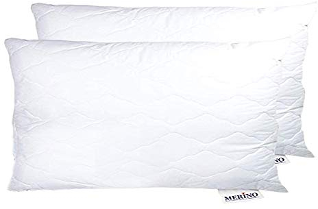 Merino-Betten Hochwertiges Kopfkissen 30x60 Set | Schlafkissen | Innenkissen mit verstepptem Bezug | Serie Wolke