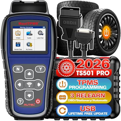 Autel MaxiTPMS TS501 PRO TPMS Programming Relearn Tool, 2026 Same as TS508WF TS508, Up of TS501 TS408S, Activate Tire Sensors, Program Autel MX-Sensors, Turn Off TPMS Light, Lifetime Free Update