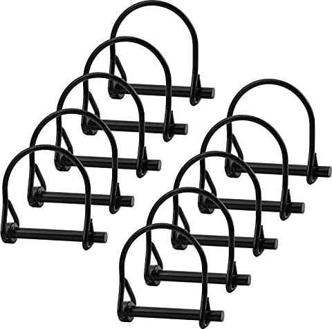 INCREWAY 10 perni di bloccaggio in acciaio al carbonio, perno di bloccaggio per albero di sicurezza, perno di sicurezza ad anello rotondo, perno di bloccaggio per rimorchi, per fattoria, prato,