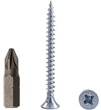 Marcopol Lot de 500 vis à bois en acier zingué 4,0 x 45 mm, universelles Pozidriv, tête fraisée