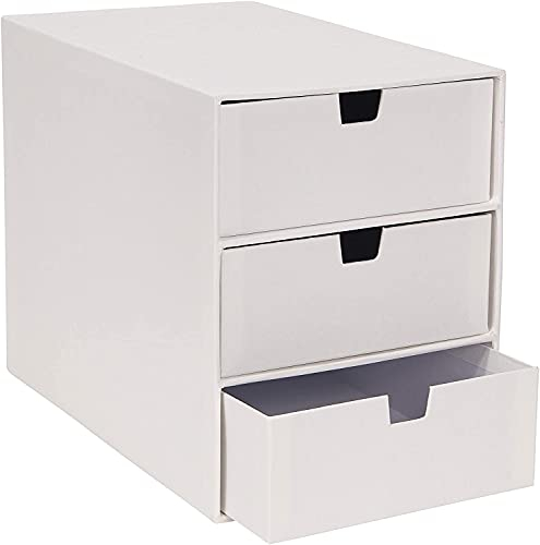 Bigso Box of Sweden rangement de tiroir pour documents et fournitures de bureau – organiseur bureau avec 3 compartiments – module de rangement bureau en panneaux de fibres et papier – blanc