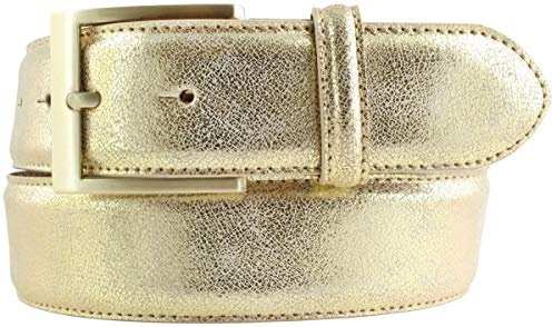 BELTINGER Goldener Gürtel in Metall-Optik 4 cm | Leder-Gürtel Metallic-Look 40mm | Metall-Ledergürtel in Gold