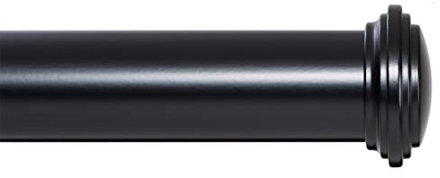 Ivilon Window Curtain Rod Decorative End Cap Design, 1 Inch Rod, 72 to 144 Inch. Black