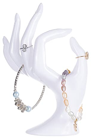 PandaHall Ringhandhalter, OK Shape Handschmuckhalter Eleganter Armbandhalter Schmuckständer Uhrenständer Hochzeit Showcae Für Home Retail Display Organization, Weiß