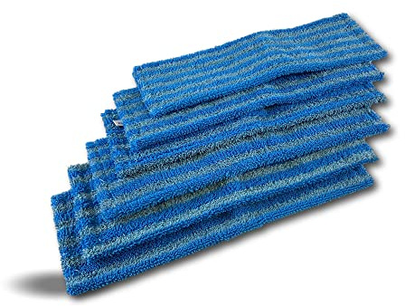 Kibros Lot 6 serpillières Frange Microfibre Balai Easy Press 40 cm | Microfibre à languette avec œillets, 46×15 cm, lavante dégraissante, compatible balai Easy Press Kibros.