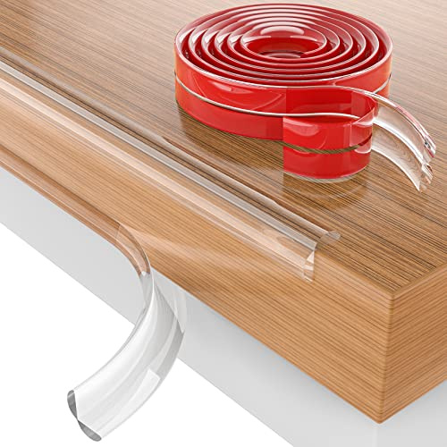 Baby Proofing, 0.6in Edge Protector Strip Clear, Thickened Silicone Soft Corner Protectors with Upgraded Pre-Taped Strong Adhesive, 6.6ft Edge Protectors for Sharp Corners of Cabinets, Tables, Drawers