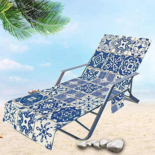 Surwin Schonbezug Für Gartenliege Strandliegenauflage Frottee Liegenauflage Stuhl Strandtuch Sun Lounger Bezug mit Tasche Sporthandtuch für Strand Garten Schwimmen (Totem,75x210cm)