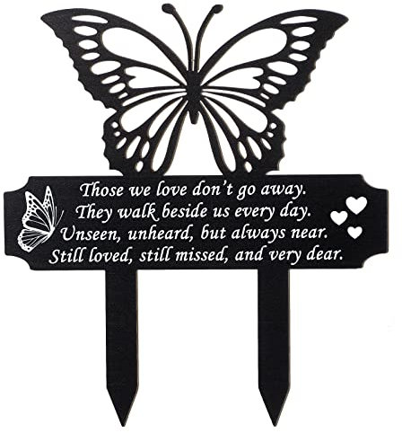 Buryeah Cemetery Decorations for Grave, Butterfly Memorial Grave Markers, Memorial Gifts for Father Mother Relatives Friends Cemetery Decorations(Small)