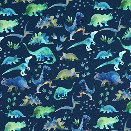 Jersey Stoffe Organic Dinosaurier Trex dunkelblau 0,50m x VB