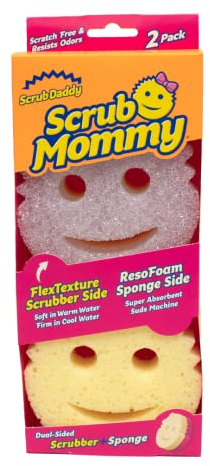 Scrub Daddy Scrub Mommy Cleaning Sponges - Dual Sided Non Scratch Sponge Scourers, Smiley Kitchen Sponges for Dishwashing & Bathroom, FlexTexture Dish Scrubber Sponge, Violet Twin Pack