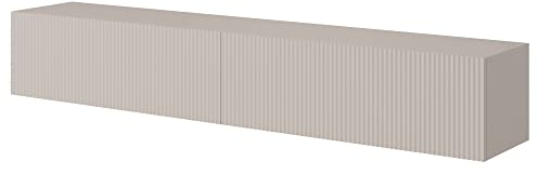 Selsey Mobile TV Mobile Porta TV 175 cm Sospeso Facciata Fresata Grigio Beige Veldio