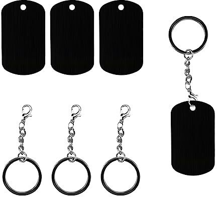 Hyakoz 30 Pezzi Nero Medaglietta Cane Personalizzata con Incisione Targhetta Personalizzata Identificativa Collana Timbratura in Alluminio Targhette Vuote da Incidere con 30 Portachiavi Aragosta