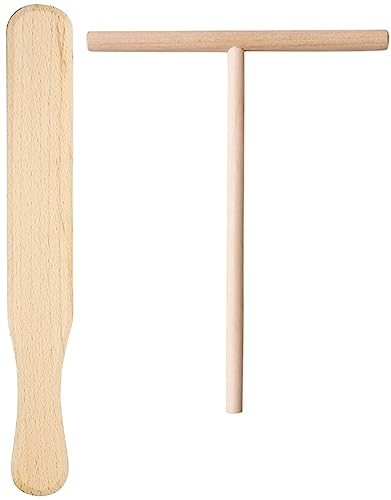Teemando® Juego de 2 espátulas para crepes y distribuidores de madera de haya de 30 cm para tortitas, panqueques, panqueques, jamón palato