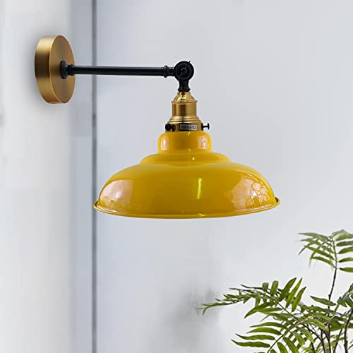 LEDSone verstellbare Wandleuchte mit gebogenem Schwenkarm, Edison Retro Vintage, industrieller Loft-Stil für Ihr Wohnzimmer, Esszimmer, Café usw. (Gelb)