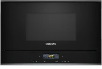 Siemens BF722L1B1 iQ700 Einbau-Mikrowelle, Schwarz, cookControl7 - Automatikprogramme, humidClean Plus - Innenraumreinigung, Ideal für den Hocheinbau - seitlich öffnende Drehtür