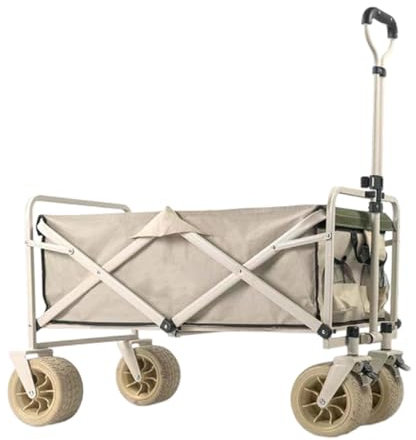OYWEHECE Zusammenklappbarer Strandwagen, Mehrzweckwagen mit Universalrädern, Outdoor-Schubwagen, Camping-Gartenwagen, Trolley mit Verstellbarem Griff für Picknick-Einkäufe,E
