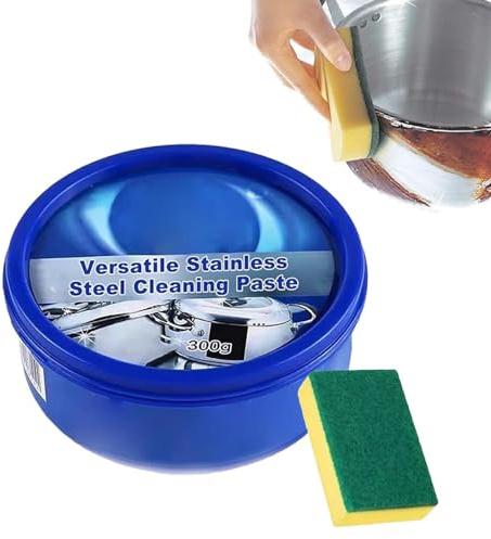 Pâte de nettoyage polyvalente en acier inoxydable, pâte de nettoyage pour casseroles de cuisine, cire nettoyante en acier inoxydable pour ustensiles de cuisine