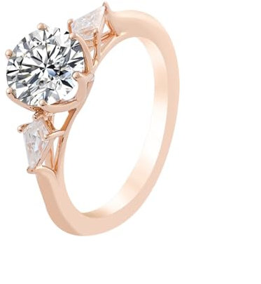Epinki Echt Goldschmuck, Rose Gold 375 9K Ringe, Klassiker Antragsring mit Rund 2ct Moissanit, Rosegold Au750 Verlobungsring Partnerringe Gr.62 (19.7)