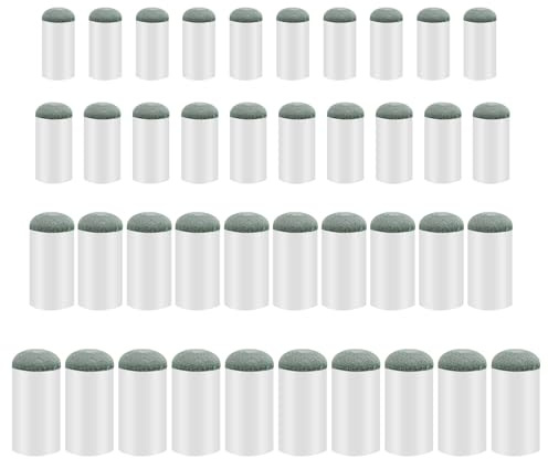 PEUTIER 40pcs Slip On Pool Cue Tips, 9mm, 10mm, 12mm, 13mm Replacement Tips for Pool Cues Plastic and Cowhide Pool Cue Stick Tips Reliable Lightweight Billiard Cue Tips Replacement