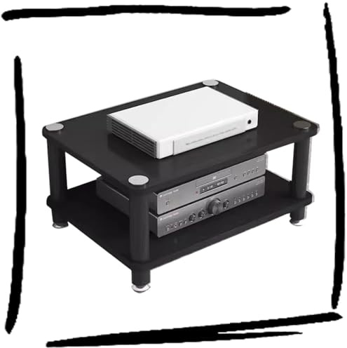 ILOOXI Mobile Stereo Hi Fi Rack, Supporto HiFi A 1/2/3/4 Ripiani, Scaffale per Componenti Audio-Video, Ripiano Angolare(Black,2 Tier)