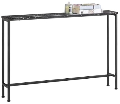 SoBuy Konsolentisch mit Marmoroptik 120x80x20cm für Flur | Flurtisch aus MDF und schwarzem Metallrahmen, Marmoroptik-Oberfläche, Tragkraft 50kg, modern FSB19-XL-SCH