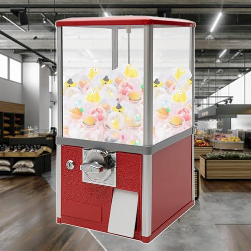 pealiritansemen Mini Vending Machine, Coin Operated Candy Dispenser, Vending Machine Prize Machine Gumball Machine For Bookstores, Retail Stores, Amusement Parks,Red