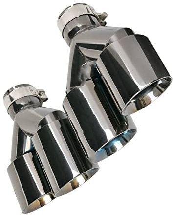 WITTSY 1 Paar Titan Schwarz Auto Universal Edelstahl Doppelrohr Auspuff Tipps Endrohr