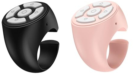 2 Stück Tik-Tok Kabelloser Finger Scroller, Finger Scroll Ring, Komfortabler blu-etooth Scroll Ring, blu-etooth Fingerring Fernbedienung Zum Umblättern Von Seiten, Tragbare Scroll Ring Steuerung