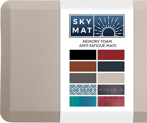 Anti Fatigue Mat 3/4 Cushioned Non Slip Kitchen Mat,Standing Mat for Standing Desk,Kitchen,Office,Non Slip,Waterproof,Washable and Stain Resistant (Beige,20x32inch)