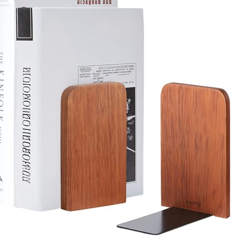 KCatsy Buchstütze Holz 2 Stück (1 Paar) Ebenholz Rot 17 x 12 x 10,5 cm - Bookends Buchstützen Holz Bücherstütze Bücherhalter DVD Regal für Zuhause, Büro und Schule