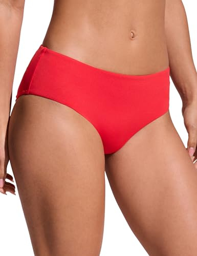 CRZ YOGA Mid Waisted Bikini Bottoms | Mid Cut Leg, Medium Bum Coverage, Full Lining, Swim, Bathing Suit Briefs for Women