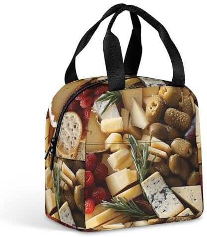 FZMVSQH Lunch Bag for Women & Men with Beautiful Cheese Board Insulated Lunch Bag Adult Lunch Box Large Tote Bag And Reusable with Handle Travel Tote And Meal Prep Organizer